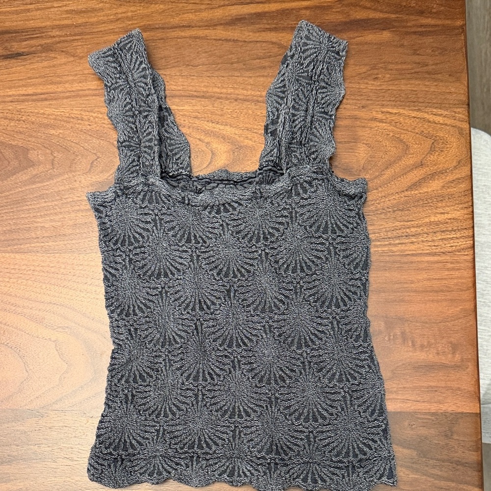 Free People Gray Textured Tank Top